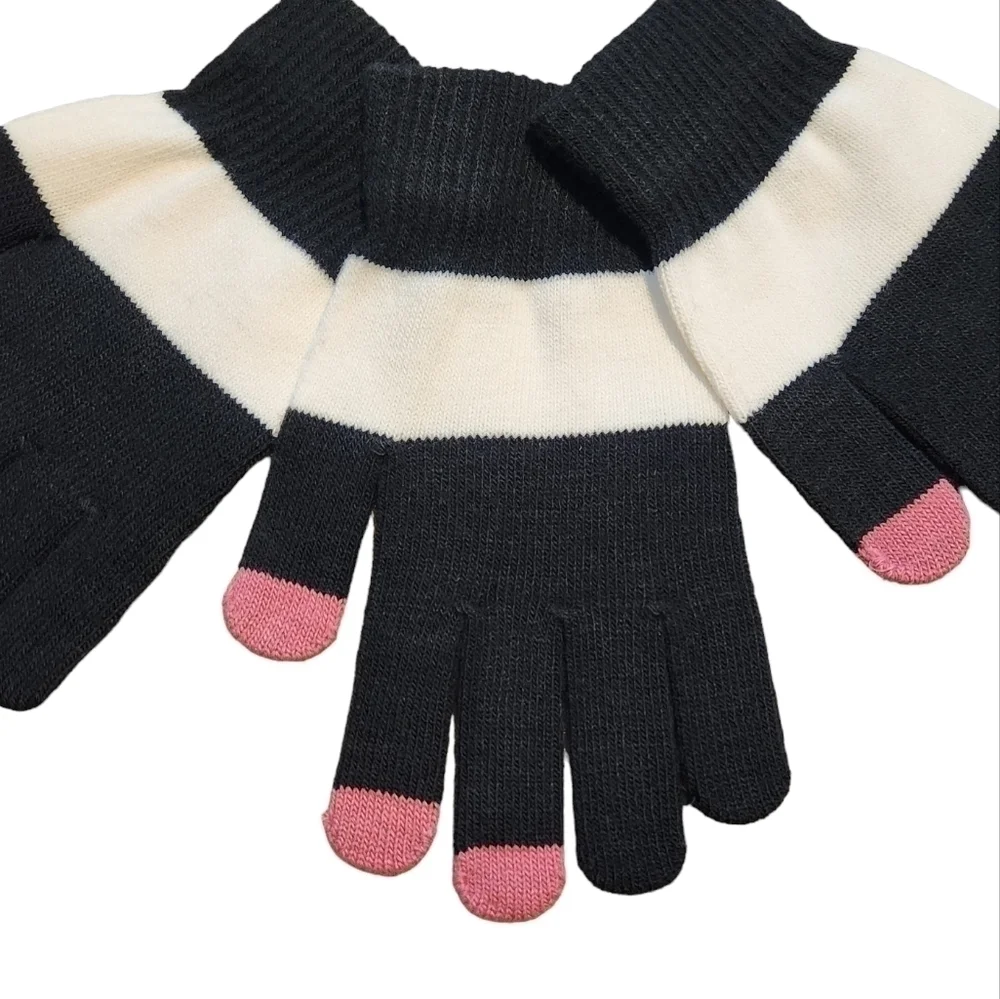 INC Women's Pair + 1 Black White and Pink Gloves Set Gift Set NWT